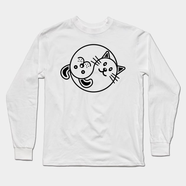 Yin Yang Cat and Dog Long Sleeve T-Shirt by VALIJANOV